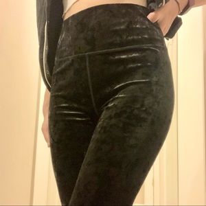 Velour high rise leggings black full length